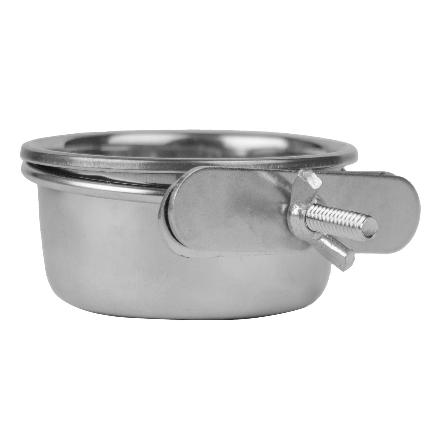 Vaso con abrazadera Jeffers de acero inoxidable para gallinero/jaula