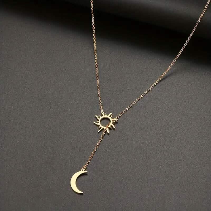 Stainless Steel Sun Totem and Moon Necklace