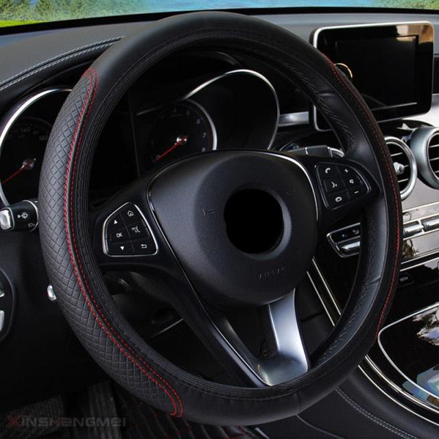 Steering Wheel Cover Braid On The Steering Wheel Cover Auto Car Steering Wheel Cover Wear-resistant Anti-slip Car Accessories Microfiber Breathable Wheel Cover Car Accessories Warm Steering Wheel Cover Winter Cool Summer Cover Interior