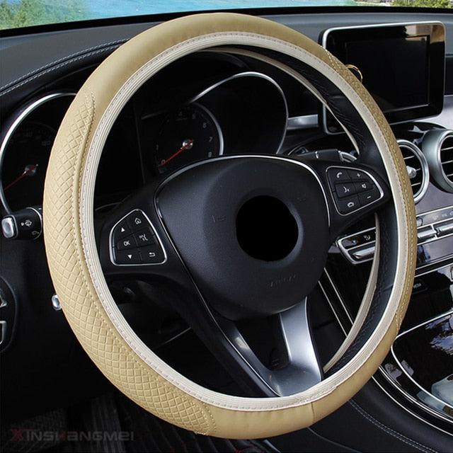 Steering Wheel Cover Braid On The Steering Wheel Cover Auto Car Steering Wheel Cover Wear-resistant Anti-slip Car Accessories Microfiber Breathable Wheel Cover Car Accessories Warm Steering Wheel Cover Winter Cool Summer Cover Interior