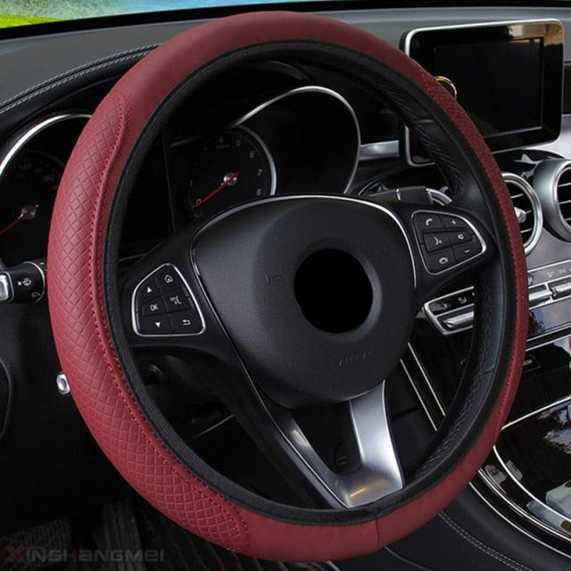 Steering Wheel Cover Braid On The Steering Wheel Cover Auto Car Steering Wheel Cover Wear-resistant Anti-slip Car Accessories Microfiber Breathable Wheel Cover Car Accessories Warm Steering Wheel Cover Winter Cool Summer Cover Interior
