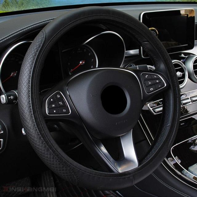Steering Wheel Cover Braid On The Steering Wheel Cover Auto Car Steering Wheel Cover Wear-resistant Anti-slip Car Accessories Microfiber Breathable Wheel Cover Car Accessories Warm Steering Wheel Cover Winter Cool Summer Cover Interior