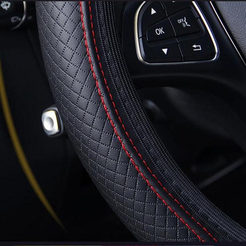 Steering Wheel Cover Braid On The Steering Wheel Cover Auto Car Steering Wheel Cover Wear-resistant Anti-slip Car Accessories Microfiber Breathable Wheel Cover Car Accessories Warm Steering Wheel Cover Winter Cool Summer Cover Interior