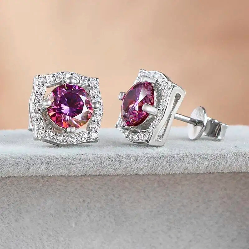 Sterling Silver Moissanite 1ct Stud Earrings Sterling 925 Lab-Created Diamond