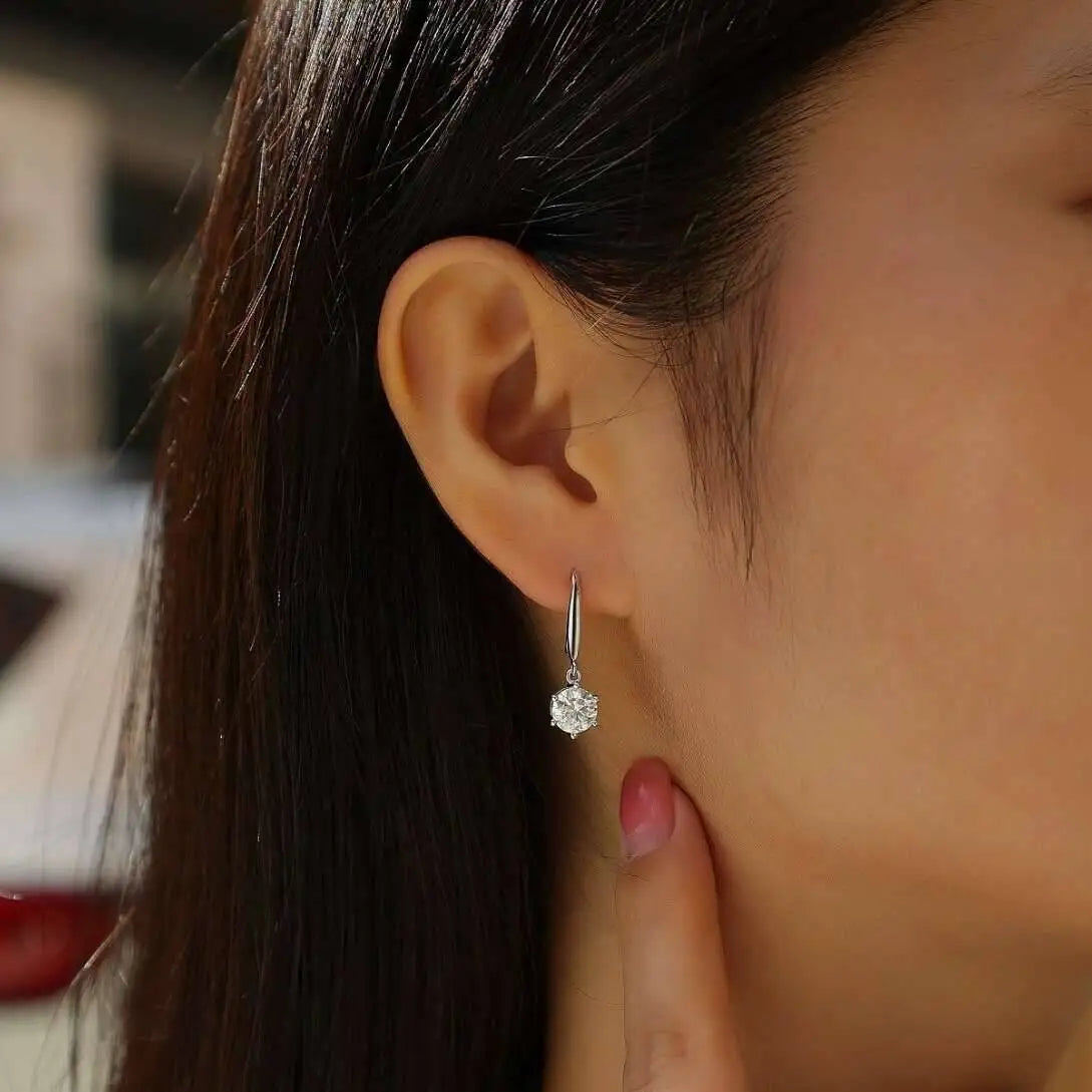 Sterling Silver 925 Moissanite Jewelry Set 2.5CT D Color Necklace Earrings