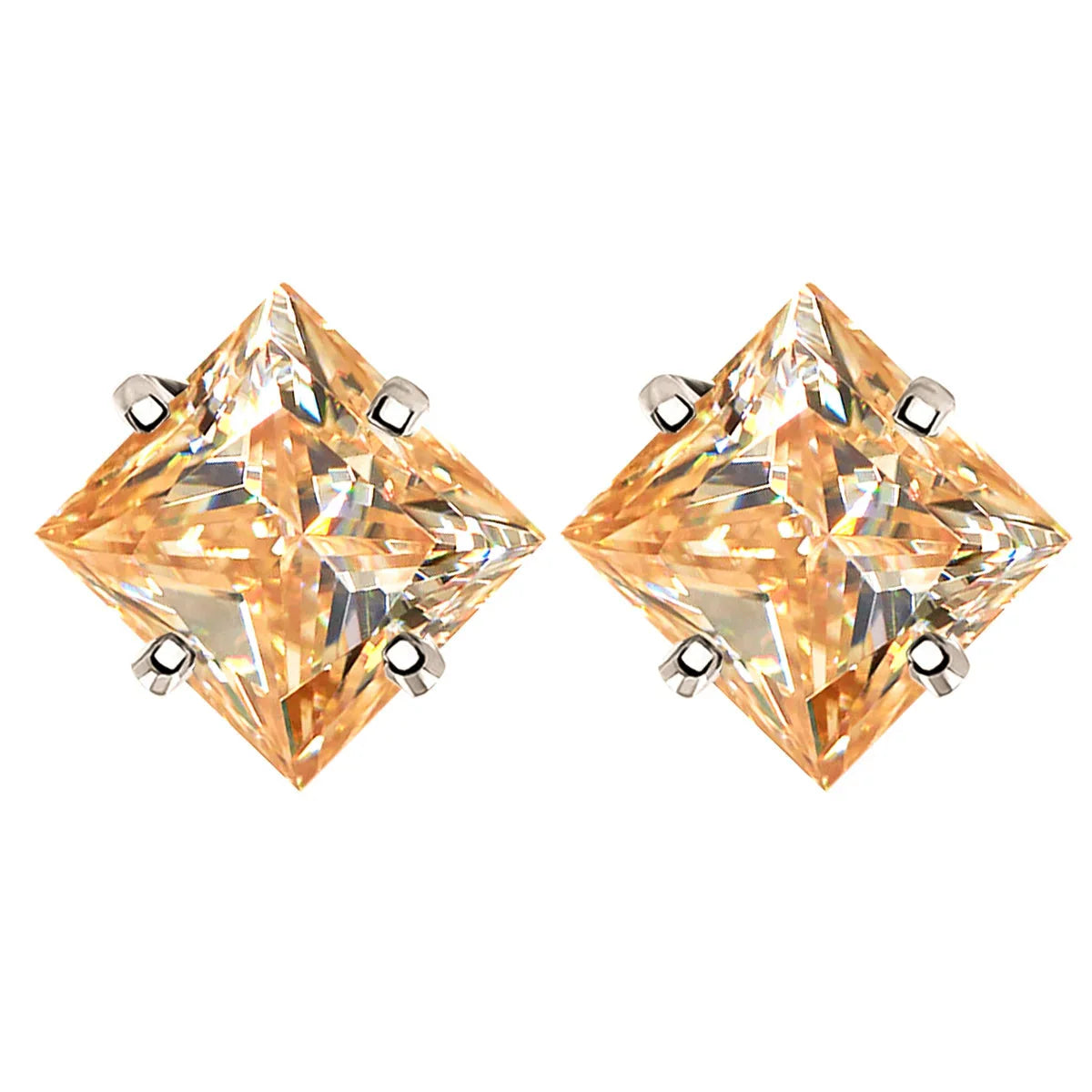 Sterling Silver 925 Green Princess Cut Moissanite Stud Earrings For Women