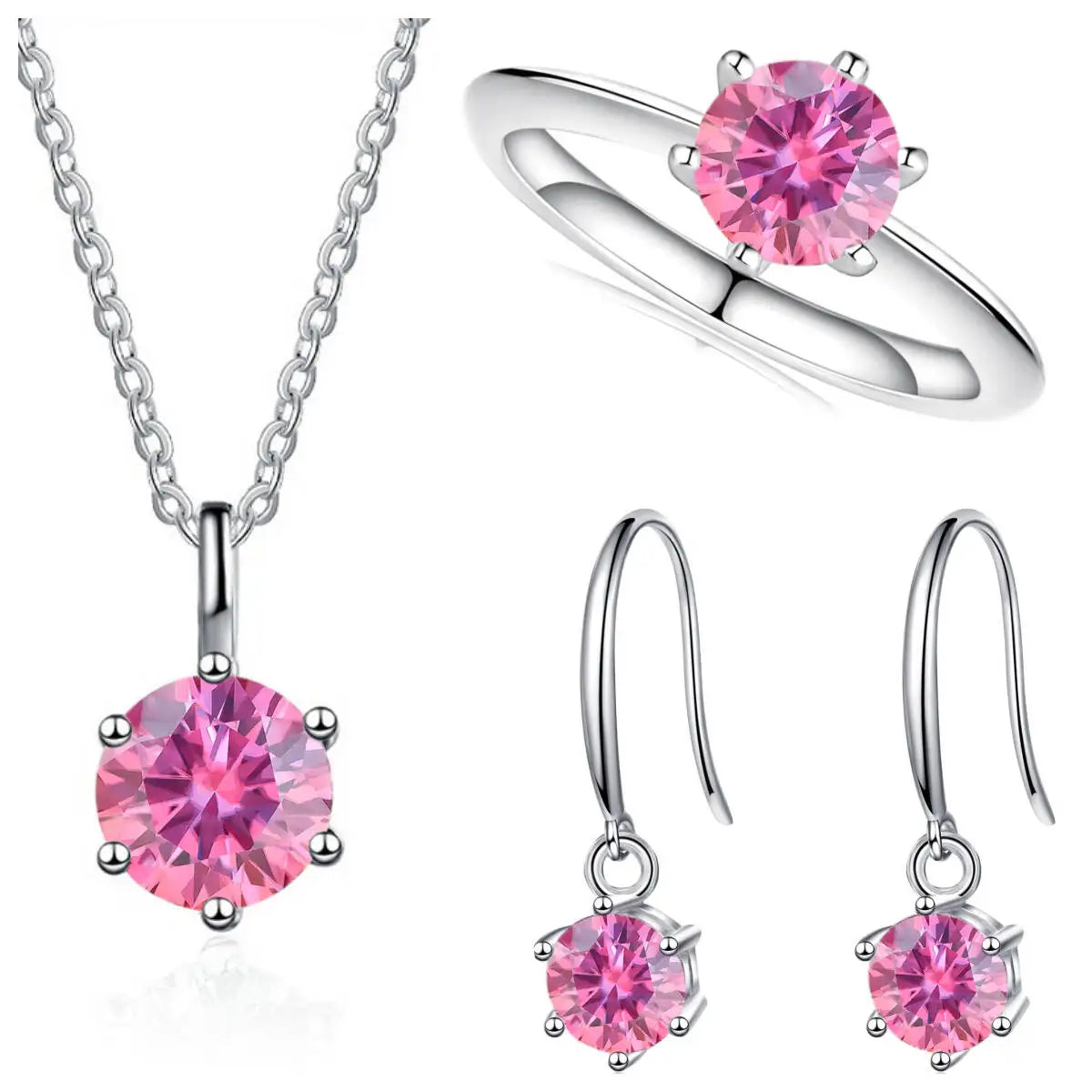 Conjunto de joyas de moissanita de plata de ley 925 de 2,5 CT y color D, collar y pendientes