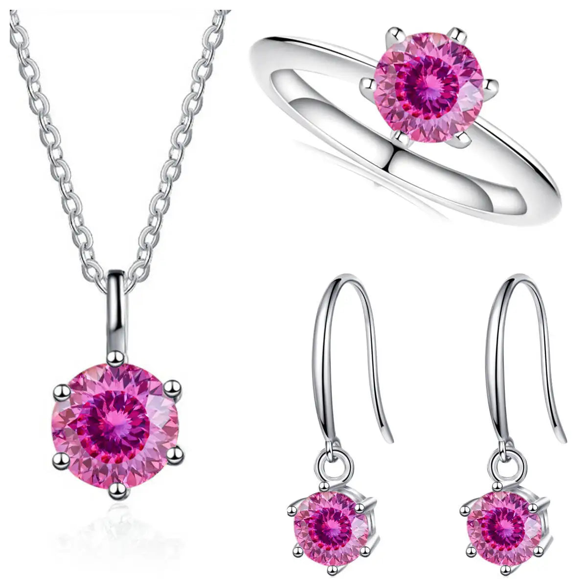Conjunto de joyas de moissanita de plata de ley 925 de 2,5 CT y color D, collar y pendientes