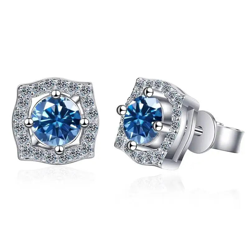 Sterling Silver Moissanite 1ct Stud Earrings Sterling 925 Lab-Created Diamond
