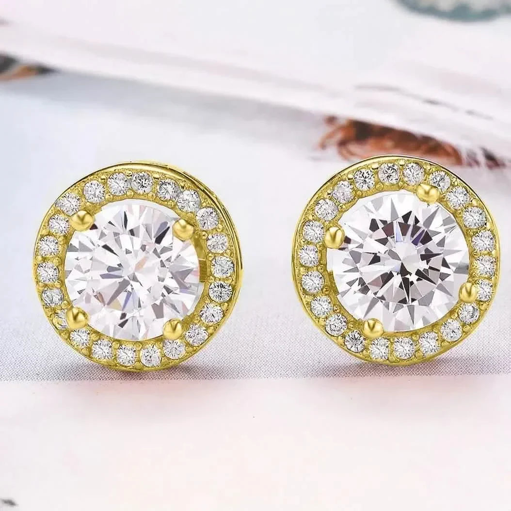 Sterling Silver Cubic Zirconia Classic Halo Stud Earrings