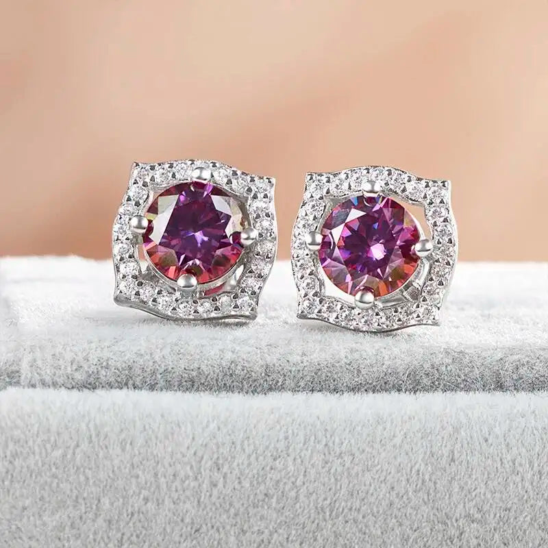 Sterling Silver Moissanite 1ct Stud Earrings Sterling 925 Lab-Created Diamond