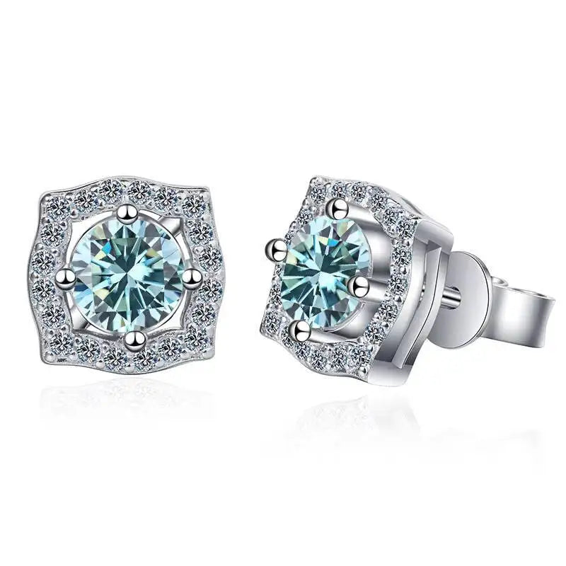 Sterling Silver Moissanite 1ct Stud Earrings Sterling 925 Lab-Created Diamond