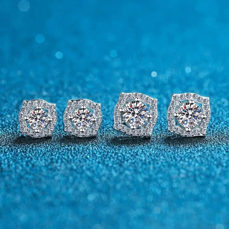 Sterling Silver Moissanite 1ct Stud Earrings Sterling 925 Lab-Created Diamond