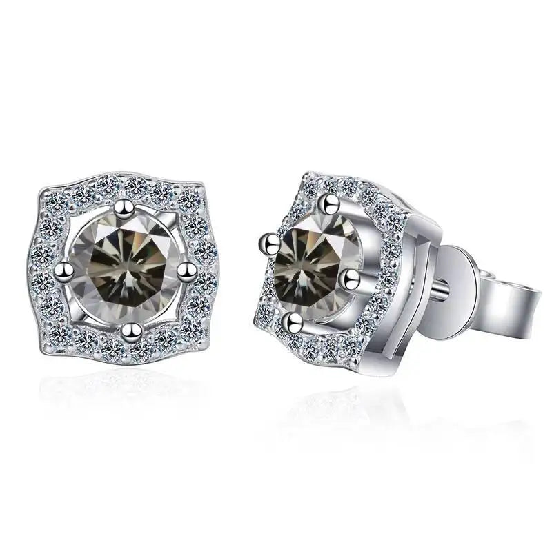 Sterling Silver Moissanite 1ct Stud Earrings Sterling 925 Lab-Created Diamond