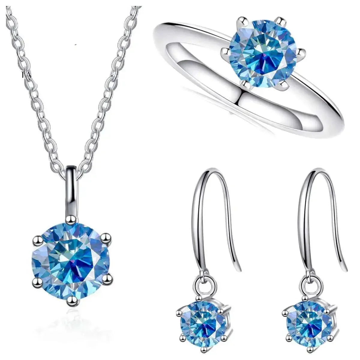 Conjunto de joyas de moissanita de plata de ley 925 de 2,5 CT y color D, collar y pendientes