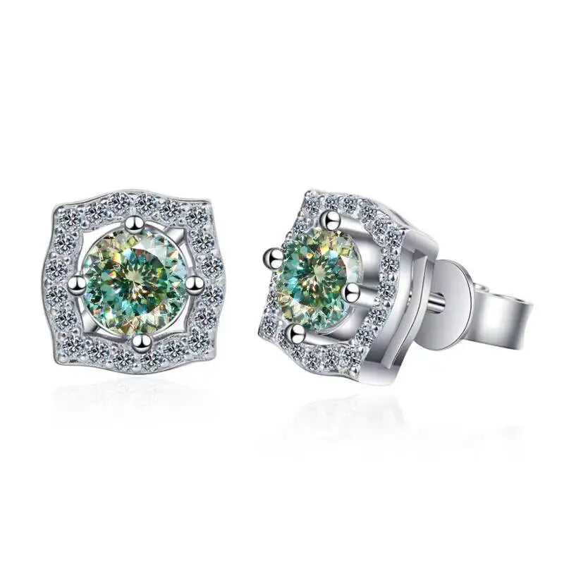 Sterling Silver Moissanite 1ct Stud Earrings Sterling 925 Lab-Created Diamond