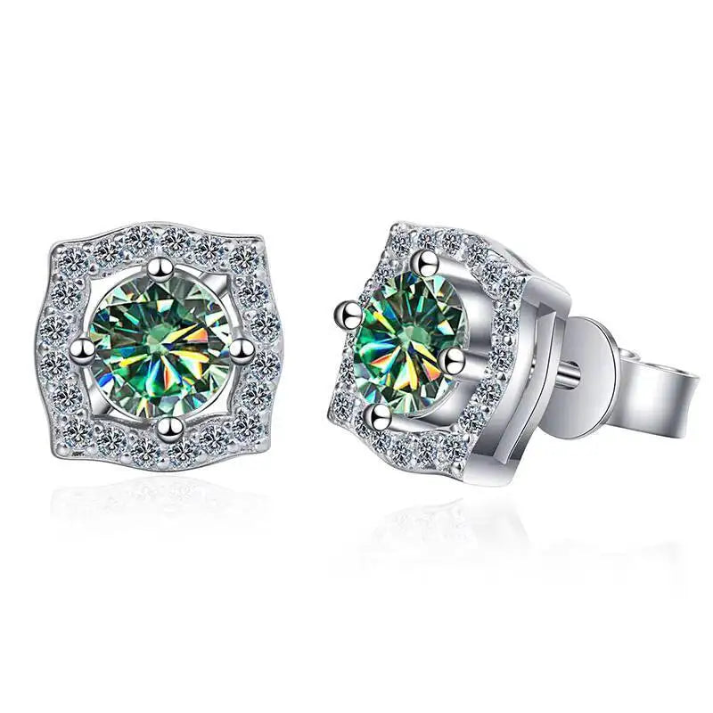 Sterling Silver Moissanite 1ct Stud Earrings Sterling 925 Lab-Created Diamond