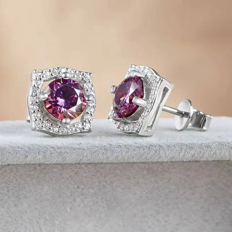 Sterling Silver Moissanite 1ct Stud Earrings Sterling 925 Lab-Created Diamond