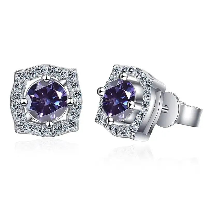 Sterling Silver Moissanite 1ct Stud Earrings Sterling 925 Lab-Created Diamond