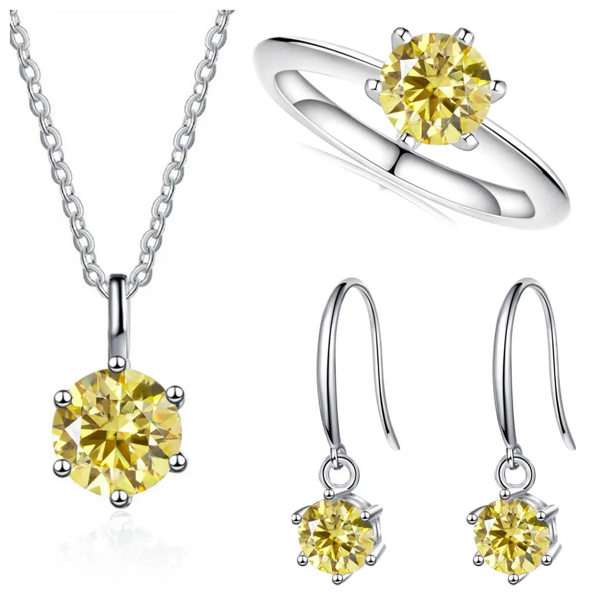 Conjunto de joyas de moissanita de plata de ley 925 de 2,5 CT y color D, collar y pendientes