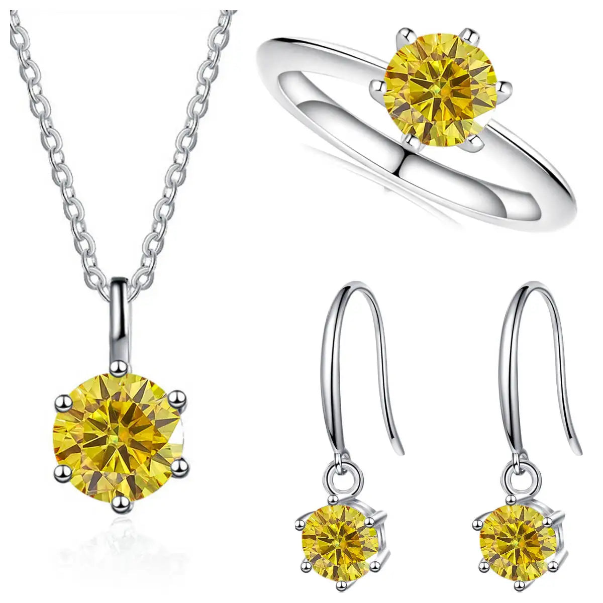 Conjunto de joyas de moissanita de plata de ley 925 de 2,5 CT y color D, collar y pendientes