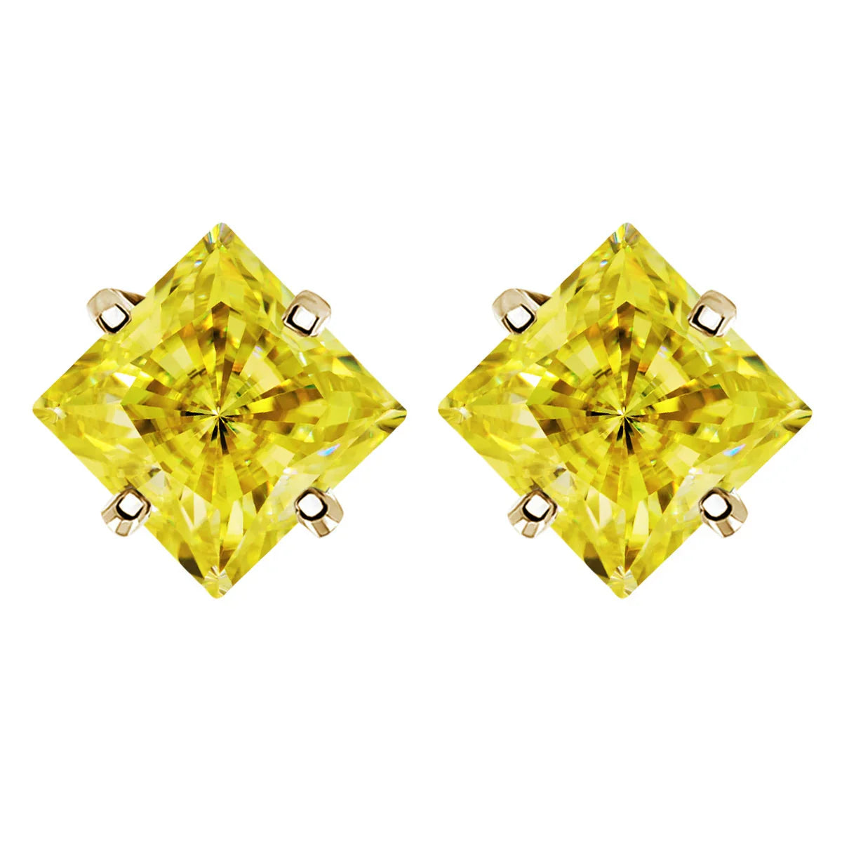 Sterling Silver 925 Green Princess Cut Moissanite Stud Earrings For Women