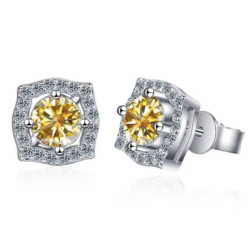 Sterling Silver Moissanite 1ct Stud Earrings Sterling 925 Lab-Created Diamond