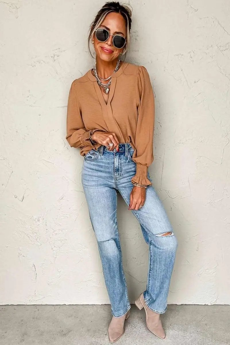 Women's Blouse Yellow Shirred Blouse - Comfy Fit - Southern Belle Style