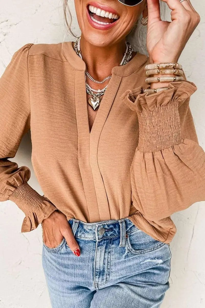 Women's Blouse Yellow Shirred Blouse - Comfy Fit - Southern Belle Style