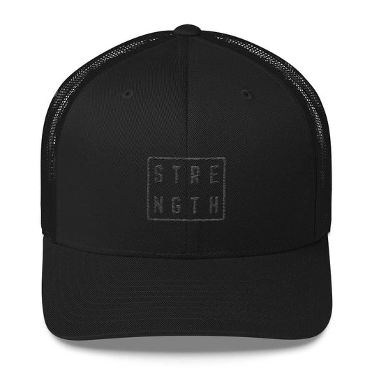 Strength Square Black on Black Snapback Trucker Hat
