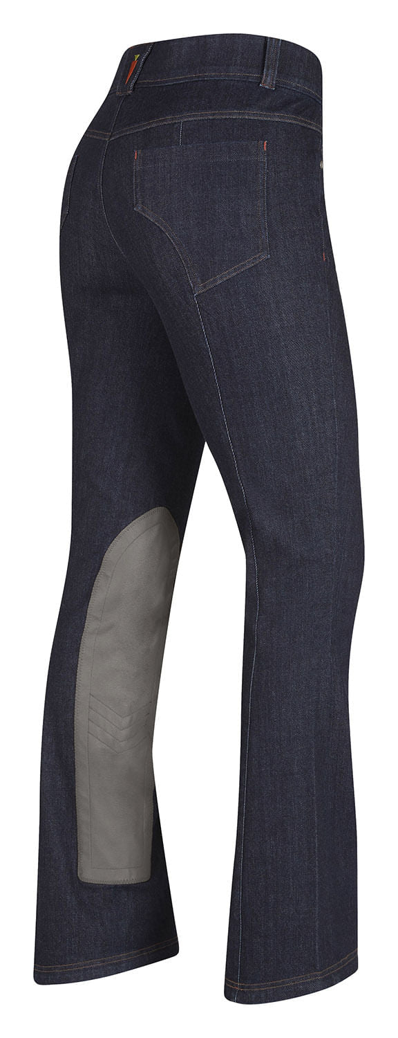 Pantalones vaqueros de equitación Kerrits para mujer, de mezclilla elástica, con parche extendido en la rodilla, corte de bota