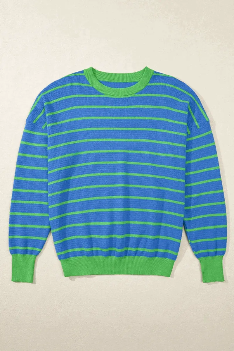 Sweaters Trendsi Striped Sweater Women's Casual Round Neck Long Sleeve Top Comfortable