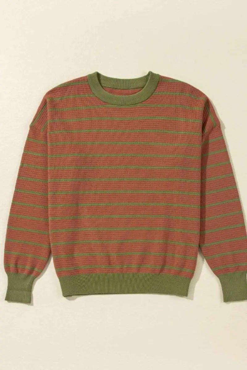 Sweaters Trendsi Striped Sweater Women's Casual Round Neck Long Sleeve Top Comfortable