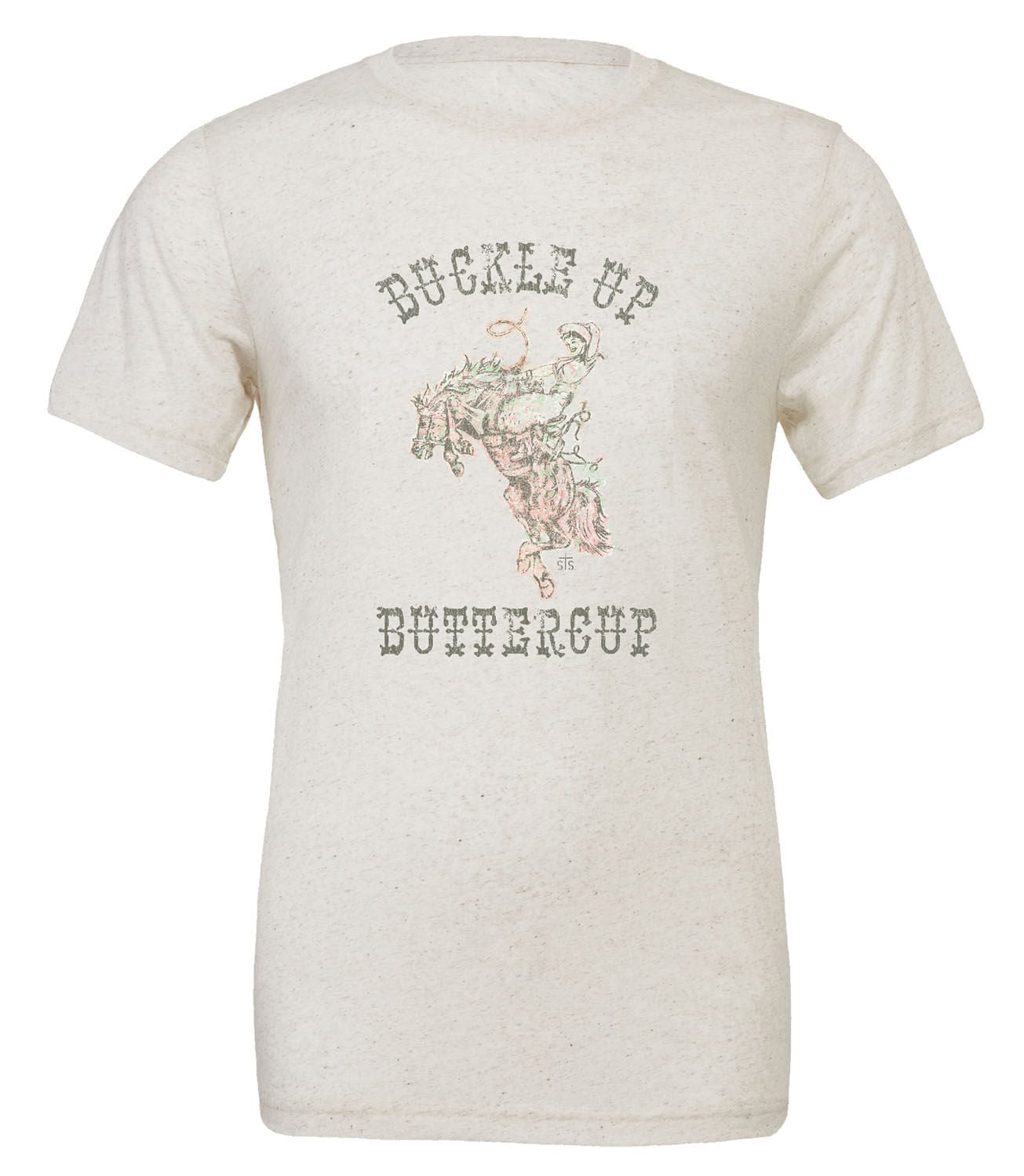 Camiseta STS Buckle Up Buttercup, Blanco Jaspeado