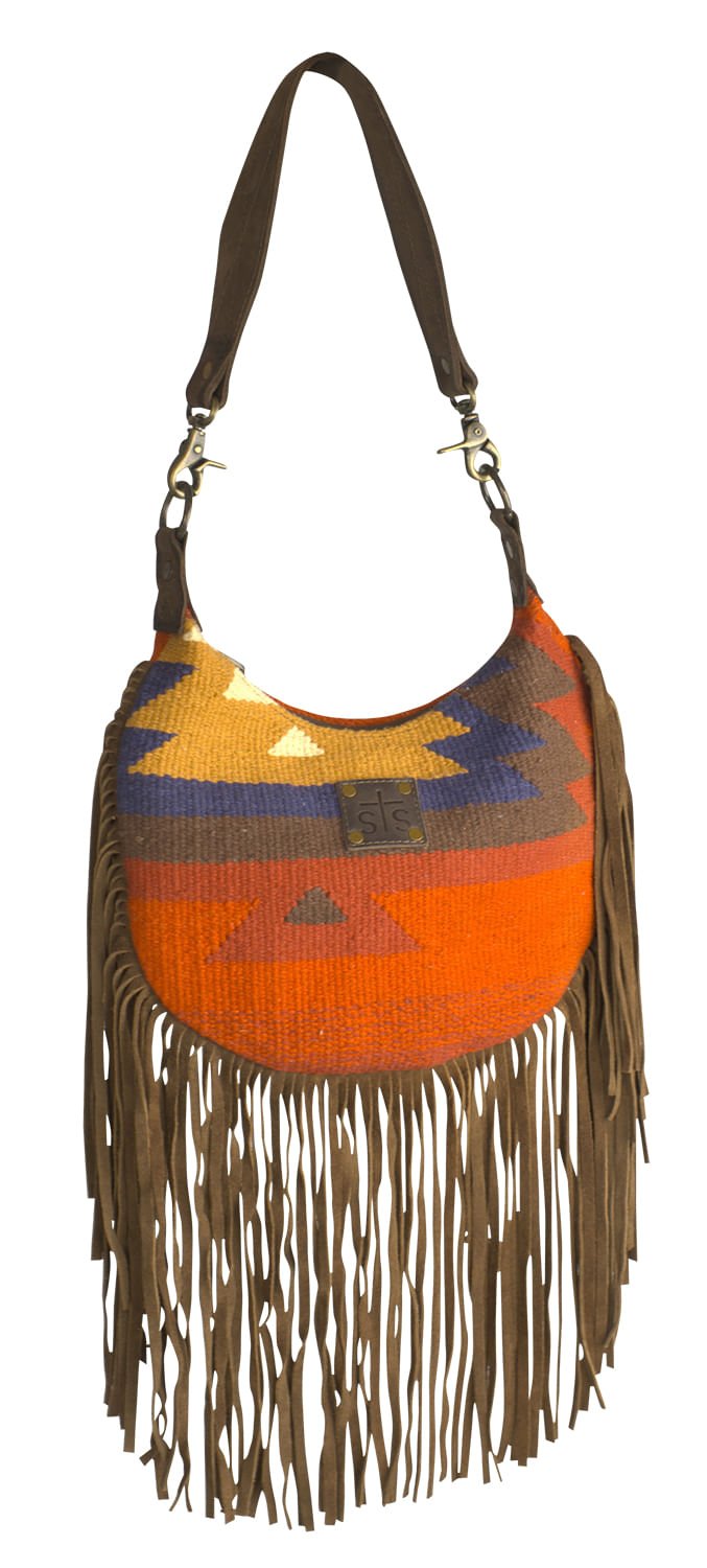 Bolso STS Crimson Sun Nellie de piel con ribetes de flecos estilo western