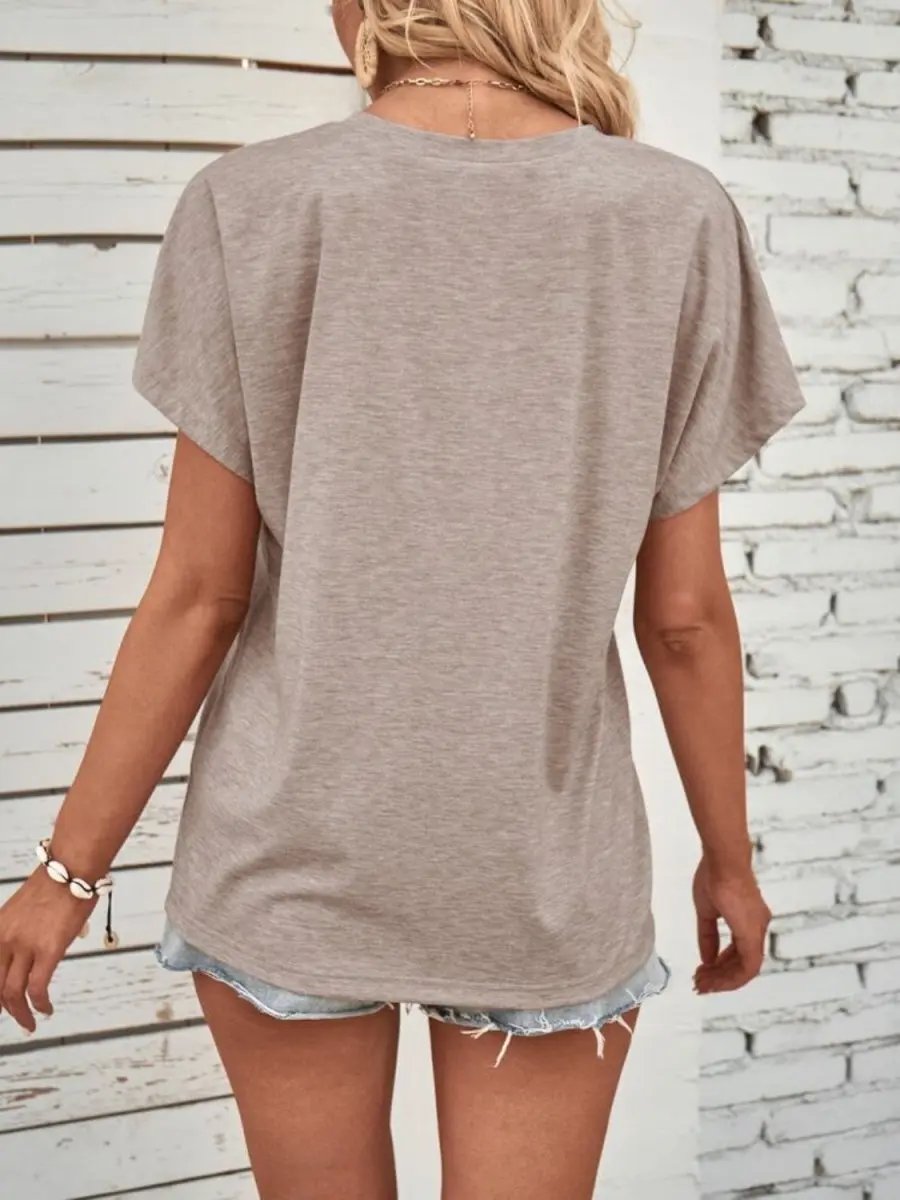 Half Button Top Women's Stylish Short Sleeve Casual Blouse Comfortable Wear