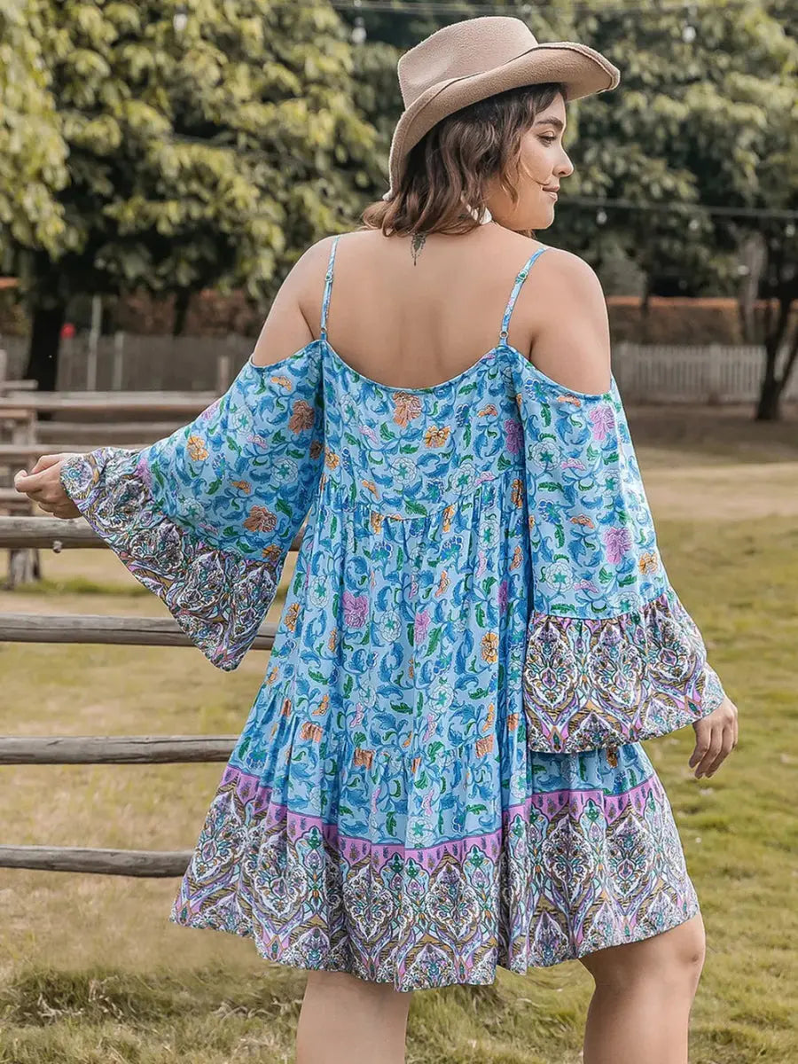 Dresses Trendsi Printed Mini Dress Women's Plus Size Date Night Long Sleeve Chic