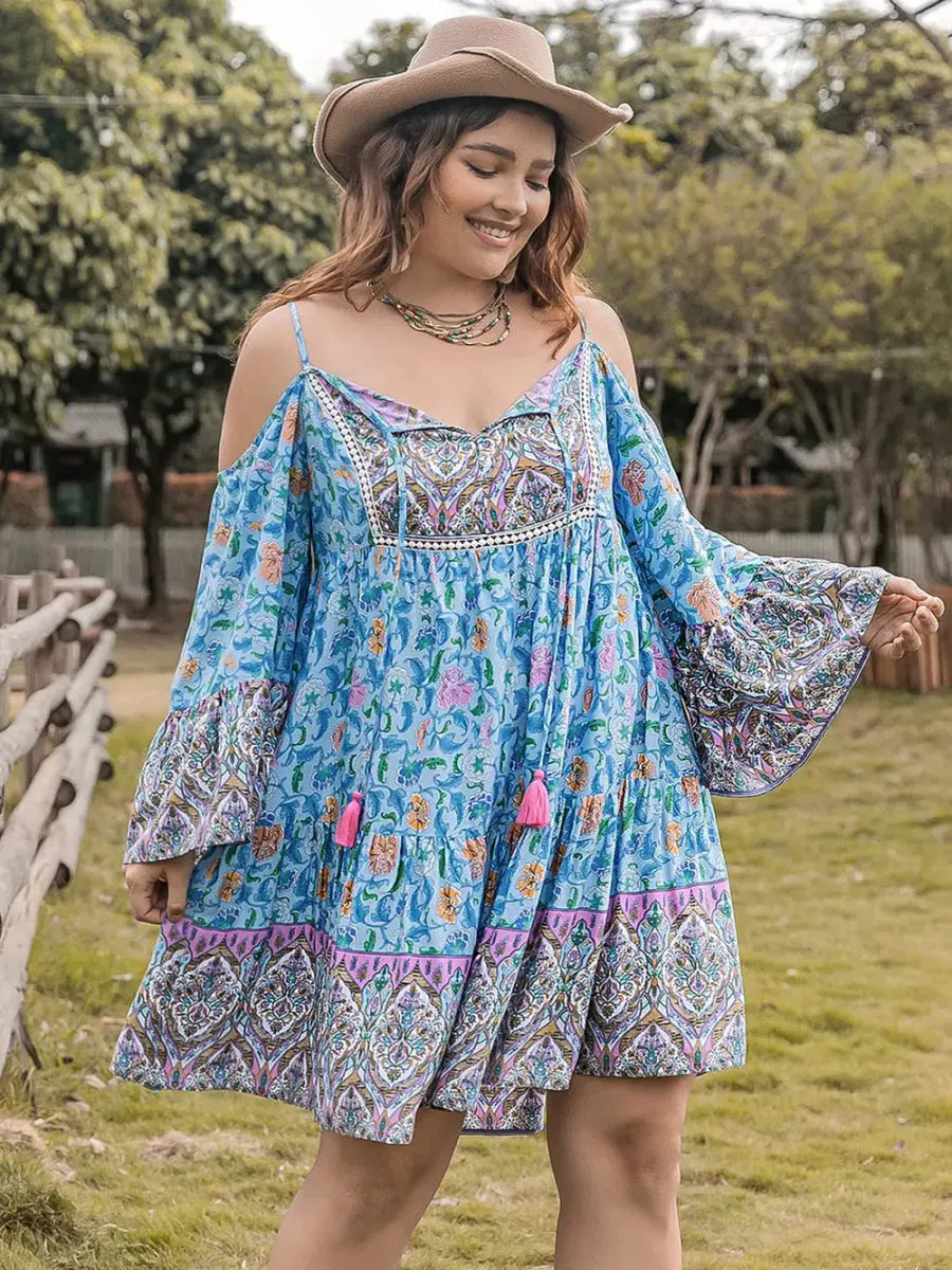 Dresses Trendsi Printed Mini Dress Women's Plus Size Date Night Long Sleeve Chic