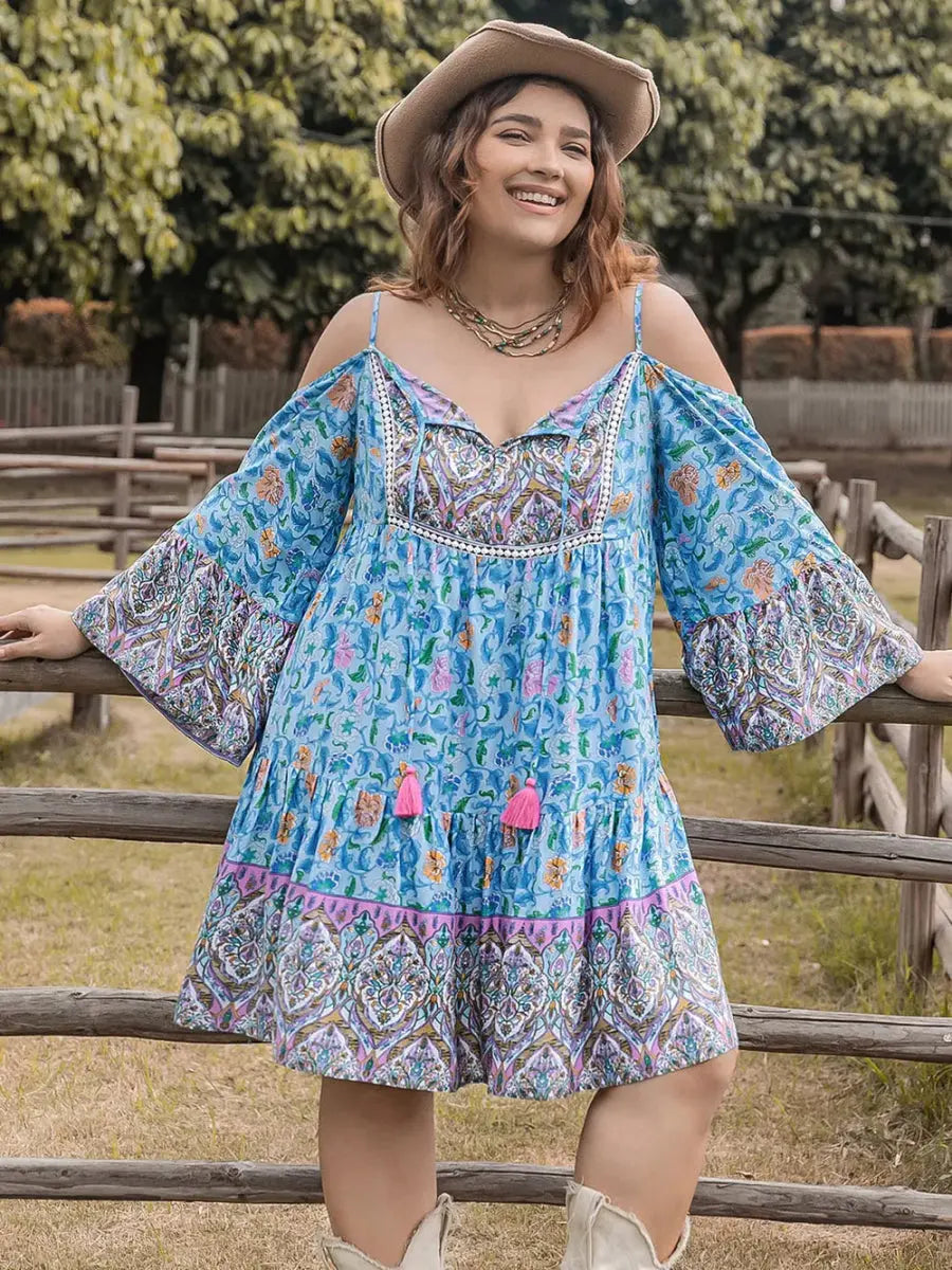 Dresses Trendsi Printed Mini Dress Women's Plus Size Date Night Long Sleeve Chic
