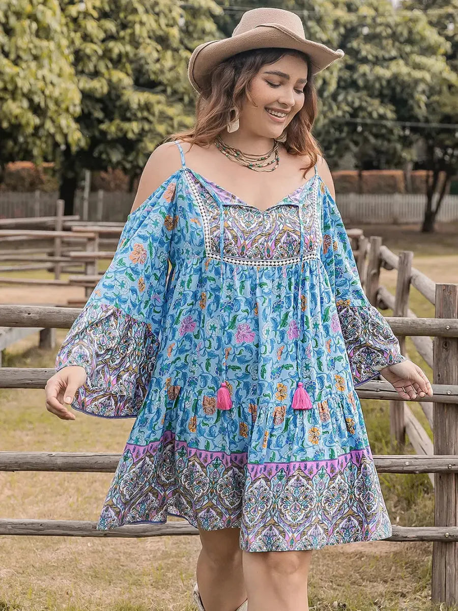 Dresses Trendsi Printed Mini Dress Women's Plus Size Date Night Long Sleeve Chic