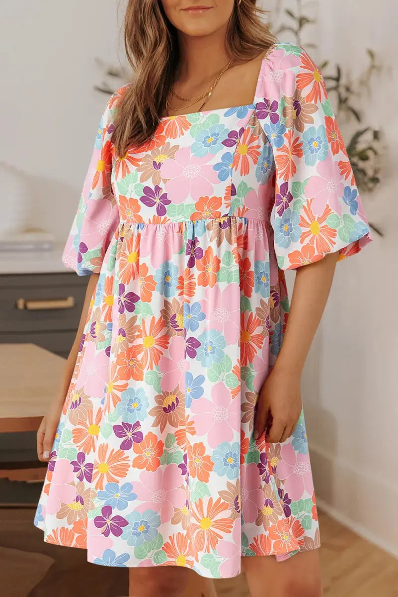 Dresses Trendsi Printed Mini Dress Women's Casual Party Dress - Stylish, Half Sleeve