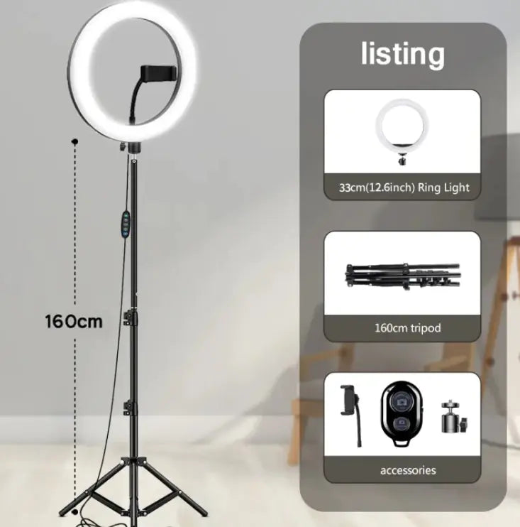 Trípode con aro de luz LED