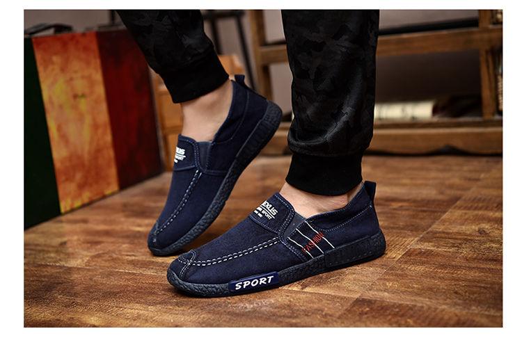 Summer Slip On Men's Casual Shoes Rubber Solid Mens Canvas Shoes Lightweight Waterproof Flat Casual Sneakers Loafer Shoes Casual Canvas Indoor Loafers