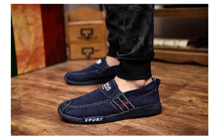Summer Slip On Men's Casual Shoes Rubber Solid Mens Canvas Shoes Lightweight Waterproof Flat Casual Sneakers Loafer Shoes Casual Canvas Indoor Loafers