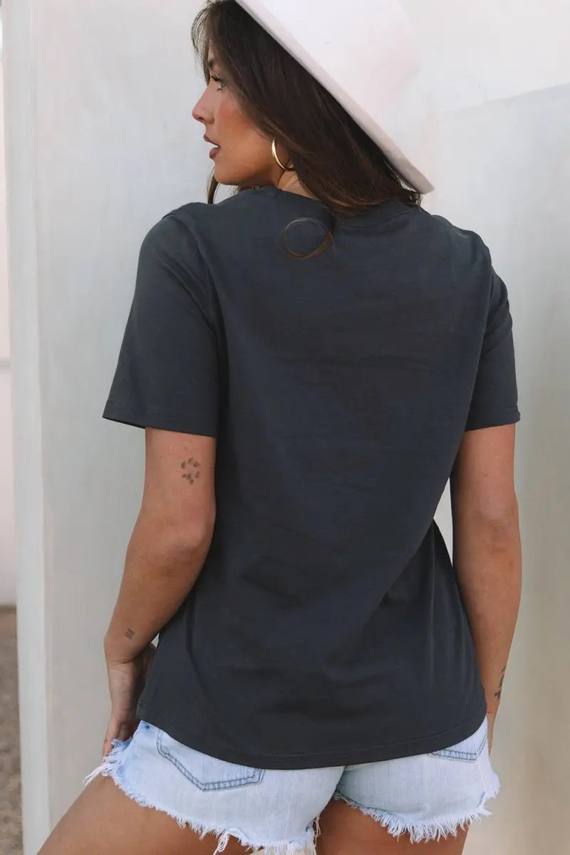 Women's Graphic T-Shirt - Soft Summer Daily Wear - Dark Grey Western