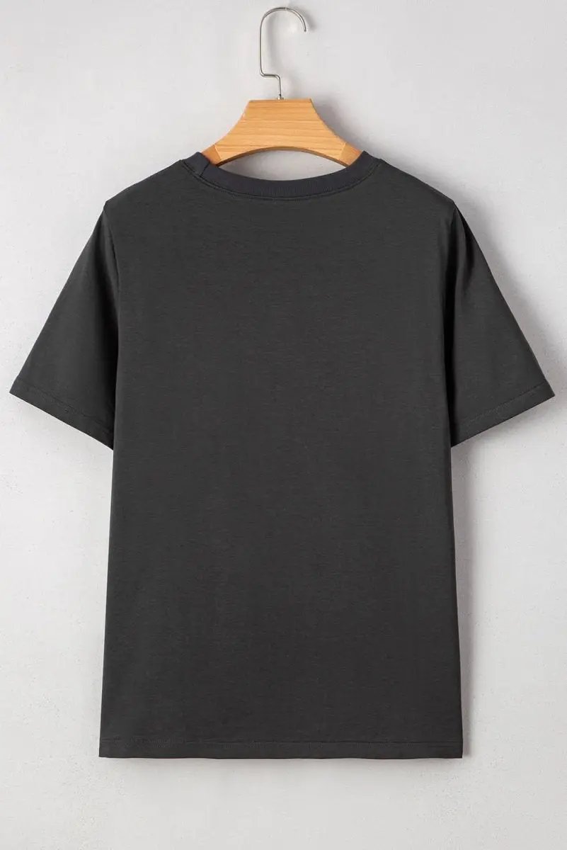 Women's Graphic T-Shirt - Soft Summer Daily Wear - Dark Grey Western