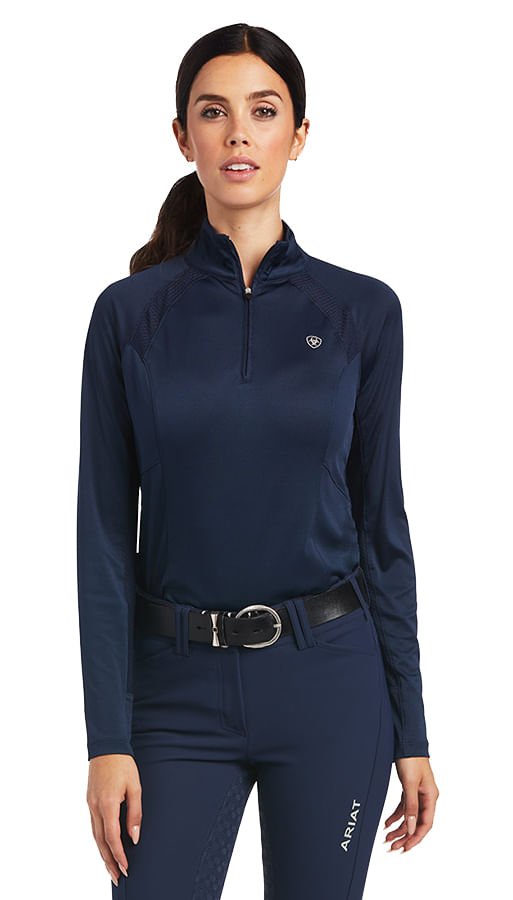 Camiseta interior Ariat Sunstopper 2.0 de manga larga con cremallera de 1/4 para mujer