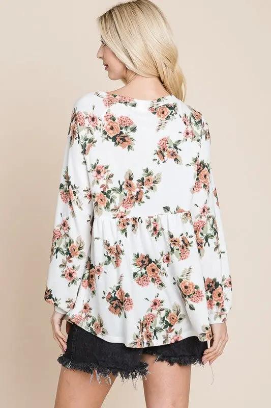 Accessories Trendsi Floral Babydoll Blouse Women's Cute Boat Neck Top USA Shipped