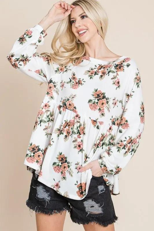 Accessories Trendsi Floral Babydoll Blouse Women's Cute Boat Neck Top USA Shipped