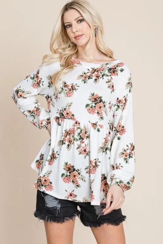 Accessories Trendsi Floral Babydoll Blouse Women's Cute Boat Neck Top USA Shipped